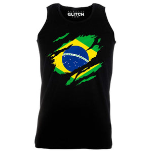 Reality Glitch Torn Brazil Flag Mens Vest