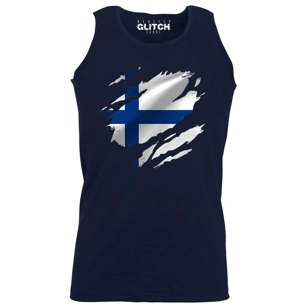 Reality Glitch Torn Finland Flag Mens Vest