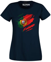 Reality Glitch Torn Portugal Flag Womens T-Shirt
