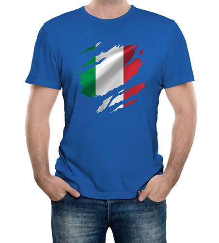 Reality Glitch Torn Italy Flag Mens T-Shirt