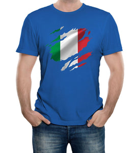 Reality Glitch Torn Italy Flag Mens T-Shirt