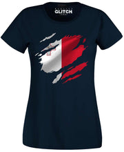 Reality Glitch Torn Malta Flag Womens T-Shirt