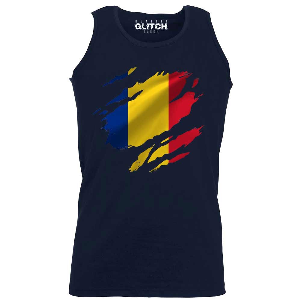 Reality Glitch Torn Romania Flag Mens Vest