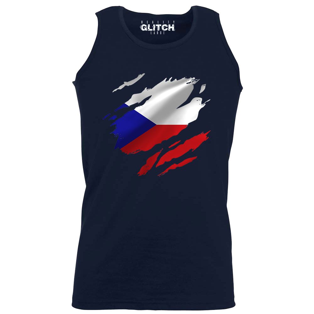 Reality Glitch Torn Czech Republic Flag Mens Vest