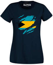 Reality Glitch Torn Bahamas Flag Womens T-Shirt