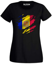 Reality Glitch Torn Andorra Flag Womens T-Shirt