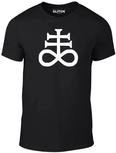Men's Black T-shirt With a Satanic Cross Printed Design