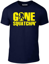Men's Navy Blue T-Shirt With a  Gone Squatching yellow Printed Design