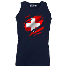 Reality Glitch Torn Switzerland Flag Mens Vest