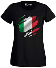 Reality Glitch Torn Italy Flag Womens T-Shirt