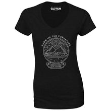 Reality Glitch Flat Earth Snow Globe - Show Me the Curvature Womens T-Shirt - V-Neck