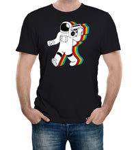 Men's Black Printed T-Shirt with Funky Spaceman Design