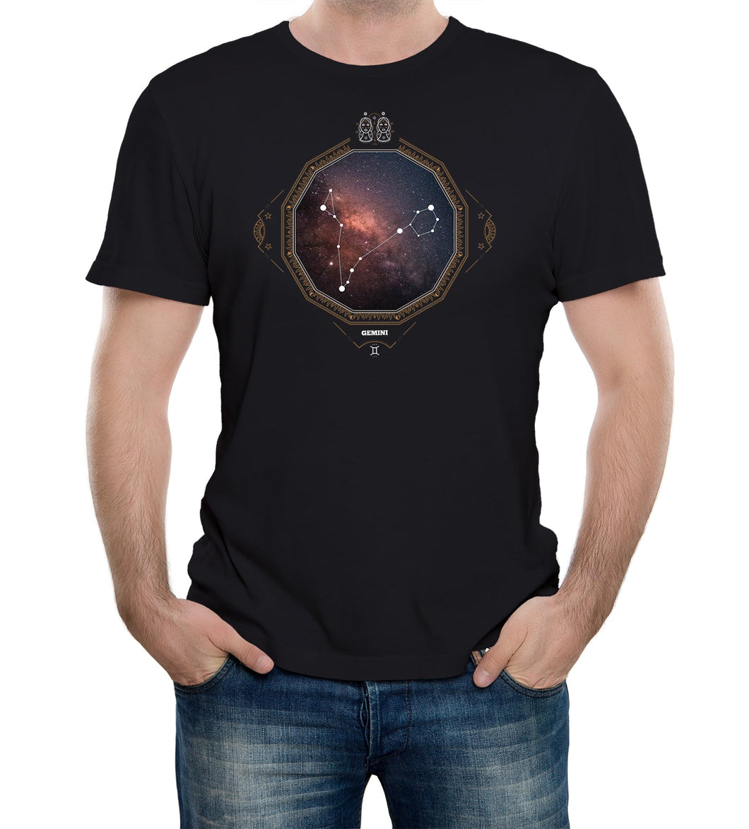 Reality Glitch Gemini Star Sign Constellation Mens T-Shirt