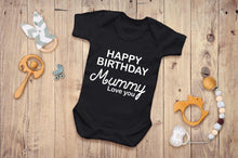 Bullshirt's Happy Birthday Mummy Grey Short Sleeve Babygrow