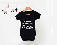 Bullshirt's Happy Birthday Mummy Grey Short Sleeve Babygrow