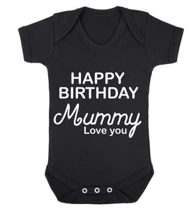 Bullshirt's Happy Birthday Mummy Grey Short Sleeve Babygrow