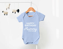 Bullshirt's Happy Birthday Mummy Grey Short Sleeve Babygrow