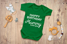 Bullshirt's Happy Birthday Mummy Grey Short Sleeve Babygrow