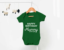 Bullshirt's Happy Birthday Mummy Grey Short Sleeve Babygrow