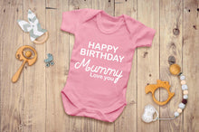 Bullshirt's Happy Birthday Mummy Grey Short Sleeve Babygrow