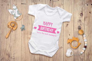 Reality Glitch Happy Birthday, You're the Best Mummy Kids Babygrow