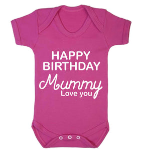 Bullshirt's Happy Birthday Mummy Grey Short Sleeve Babygrow