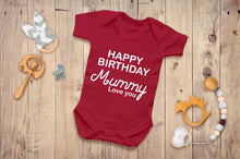 Bullshirt's Happy Birthday Mummy Grey Short Sleeve Babygrow