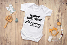 Bullshirt's Happy Birthday Mummy Grey Short Sleeve Babygrow