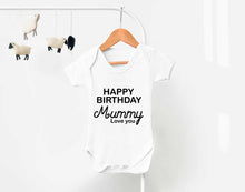 Bullshirt's Happy Birthday Mummy Grey Short Sleeve Babygrow