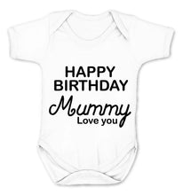 Bullshirt's Happy Birthday Mummy Grey Short Sleeve Babygrow