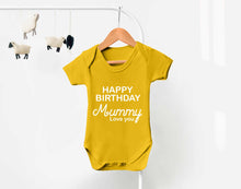 Bullshirt's Happy Birthday Mummy Grey Short Sleeve Babygrow
