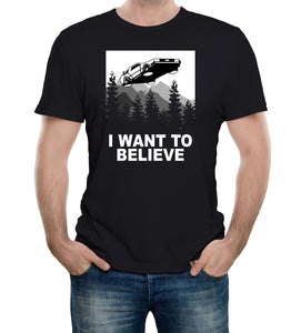 Men's Black T-Shirt With a I Want To Believe Printed Design