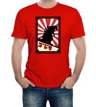 Men's Red T-Shirt with Printed Japanese Monster 