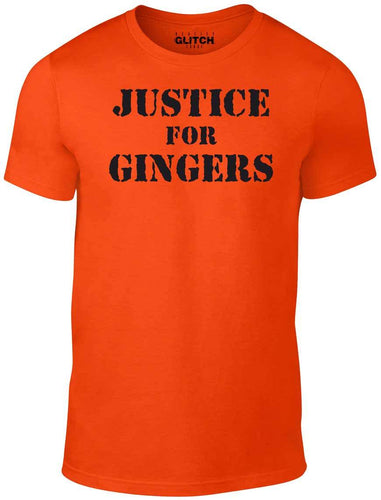 Men's Orange T-Shirt With a  Black Justice For Gingers slogan Printed Design