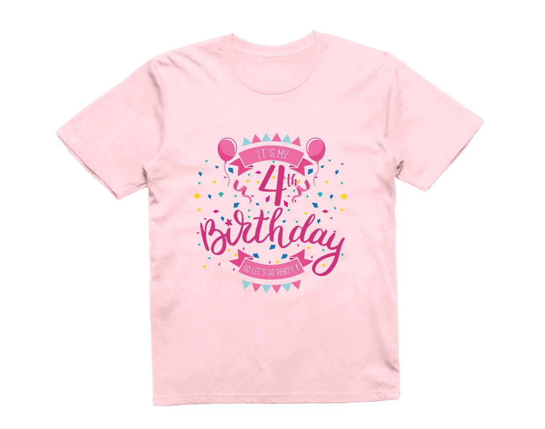 Reality Glitch It's My 4th Birthday Girls Kids T-Shirt