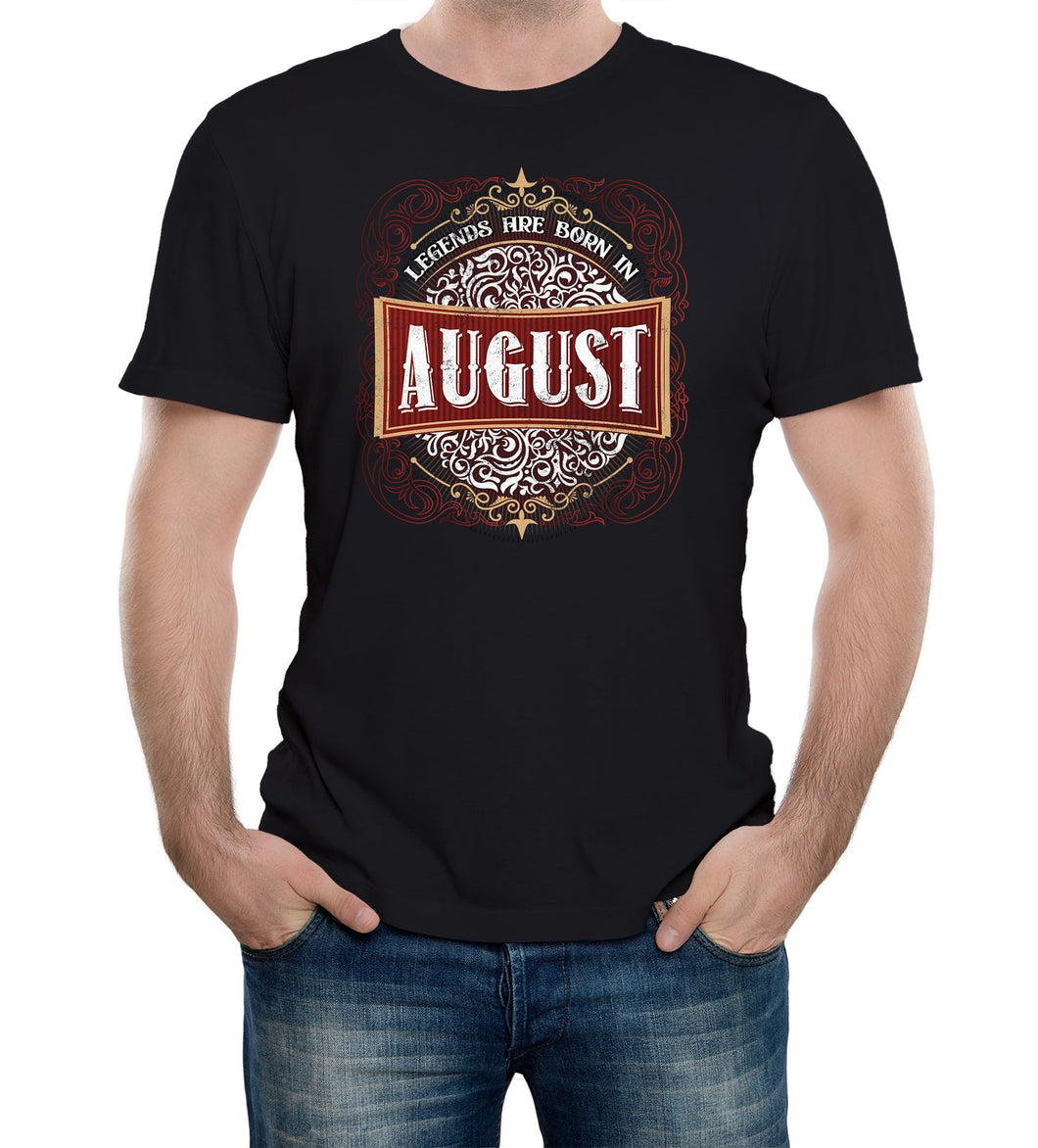 Reality Glitch Only Legends Are Born in August Birthday Mens T-Shirt