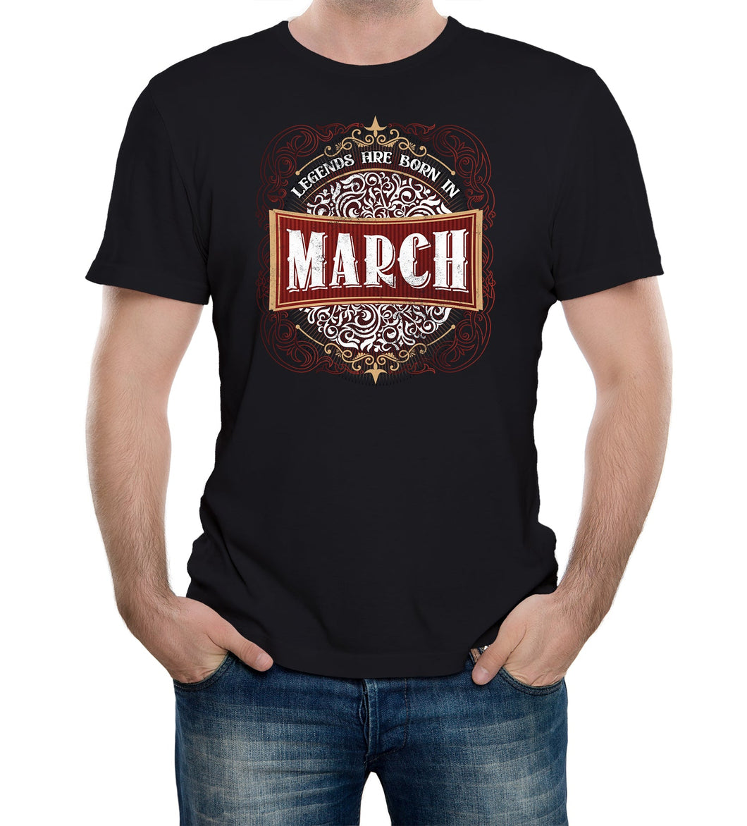Reality Glitch Only Legends Are Born in March Birthday Mens T-Shirt