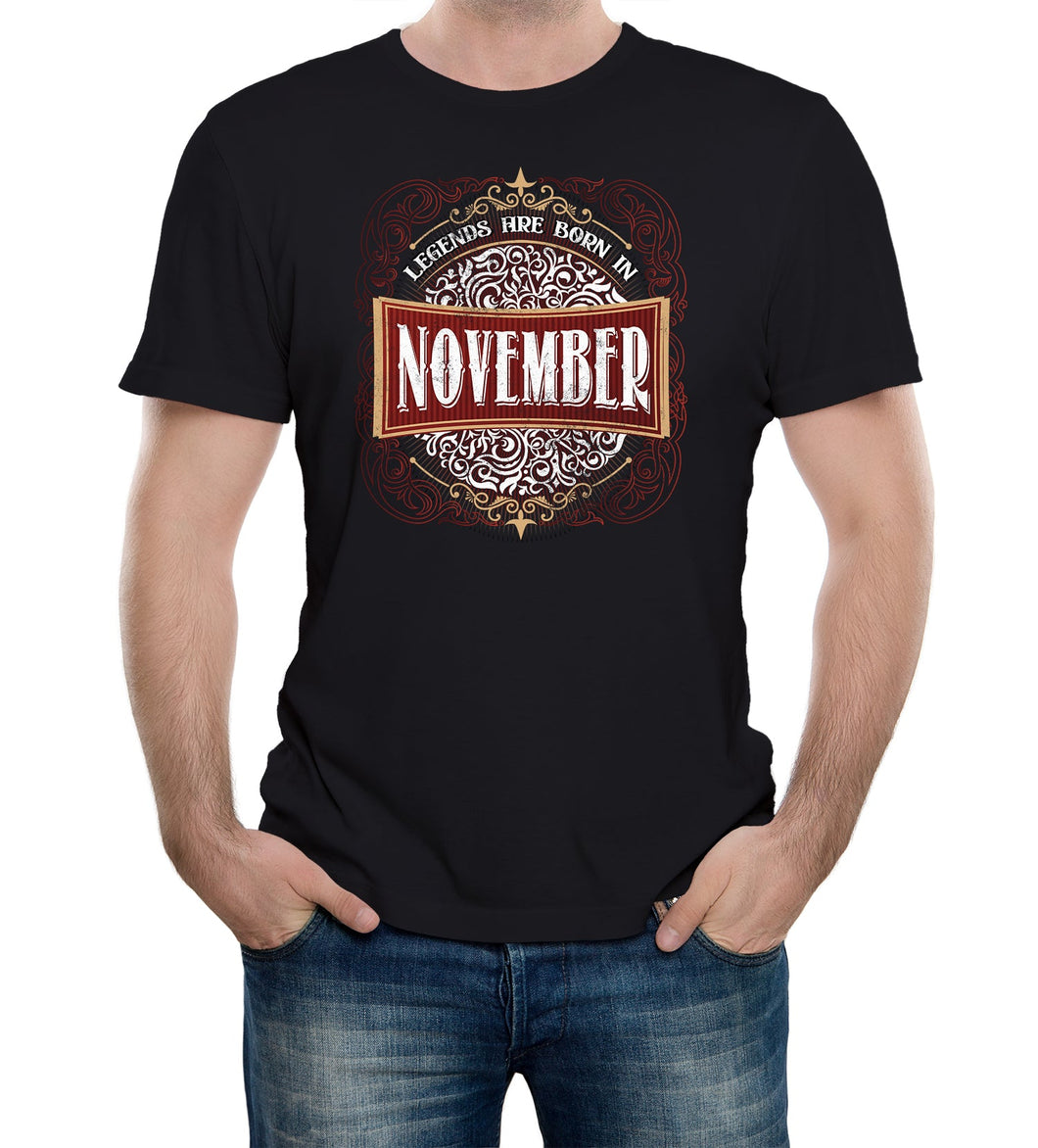 Reality Glitch Only Legends Are Born in November Birthday Mens T-Shirt