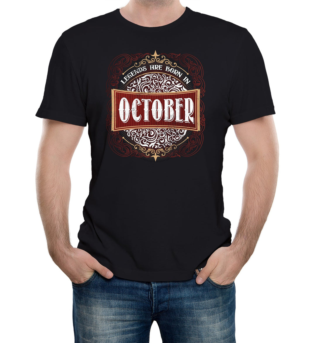 Reality Glitch Only Legends Are Born in October Birthday Mens T-Shirt