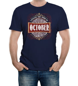 Reality Glitch Only Legends Are Born in October Birthday Mens T-Shirt