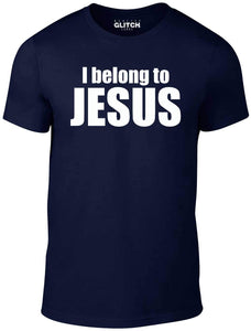 Men's Navy Blue T-Shirt With a I Belong to Jesus T Shirt Slogan Printed Design