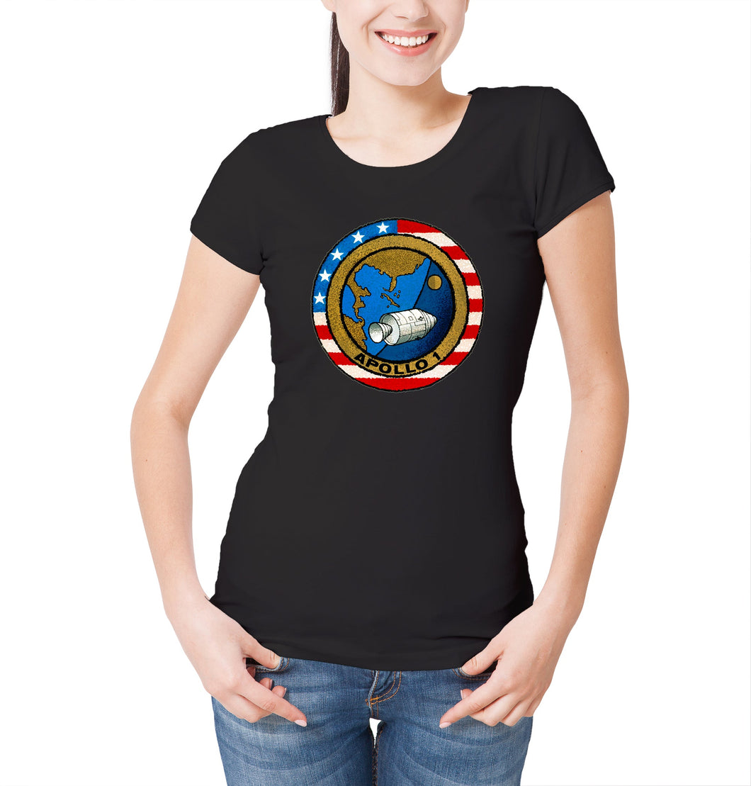 Reality Glitch NASA Apollo 1  Mission Crew Badge Logo Womens T-Shirt