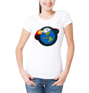 Reality Glitch NASA Apollo 7 Mission Crew Badge Logo Womens T-Shirt