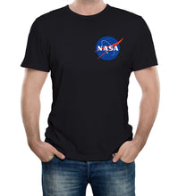 Men's Black Printed T-Shirt with a NASA logo in the centre