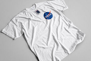 Men's White Printed T-Shirt with a NASA logo in the centre