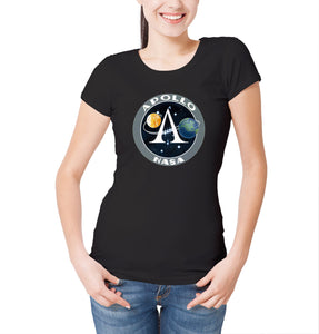 Reality Glitch NASA Project Apollo Space Program Logo Womens T-Shirt