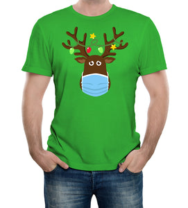 Reality Glitch Rudolph The Reindeer Covid Mask Mens T-Shirt