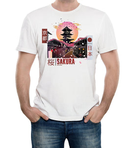 Reality Glitch Kyoto Sakura Japanese Blossom Mens T-Shirt
