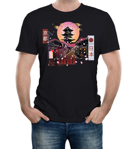 Reality Glitch Kyoto Sakura Japanese Blossom Mens T-Shirt