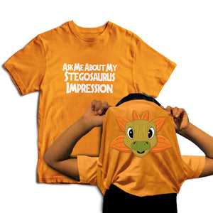 Reality Glitch Ask Me About My Stegosaurus Impression Flip Kids T-Shirt